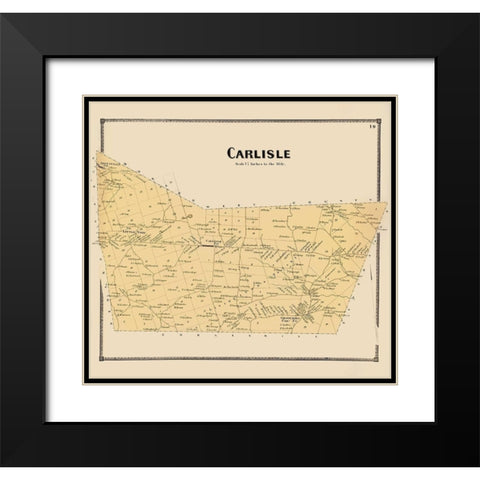 Carlisle New York Landowner - Beers 1866 Black Modern Wood Framed Art Print with Double Matting by Beers