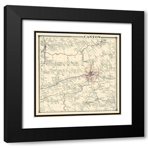 Canton New York Landowner - Stone 1865 Black Modern Wood Framed Art Print with Double Matting by Stone
