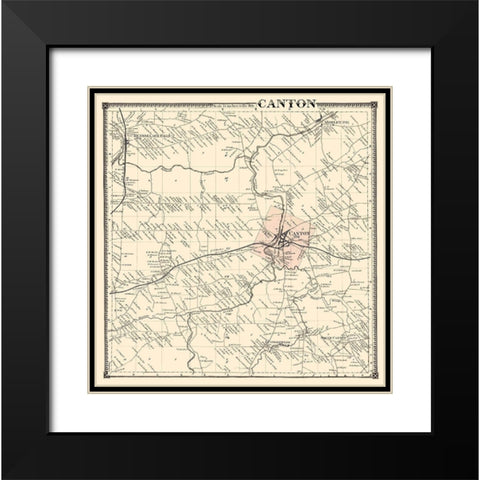 Canton New York Landowner - Stone 1865 Black Modern Wood Framed Art Print with Double Matting by Stone