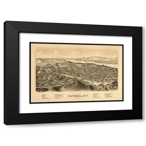 Catskill New York - Burleigh 1889  Black Modern Wood Framed Art Print with Double Matting by Burleigh