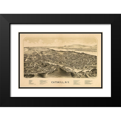 Catskill New York - Burleigh 1889  Black Modern Wood Framed Art Print with Double Matting by Burleigh