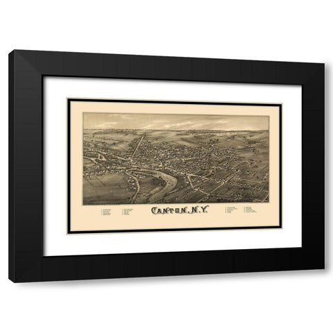 Canton New York - Burleigh 1885  Black Modern Wood Framed Art Print with Double Matting by Burleigh