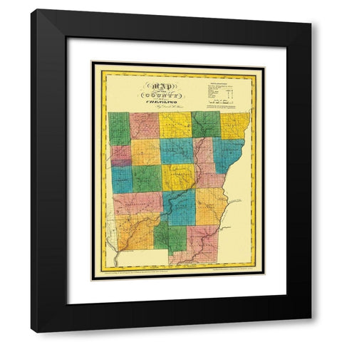 Chenango New York Landowner - Burr 1829 Black Modern Wood Framed Art Print with Double Matting by Burr