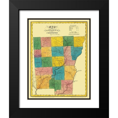 Chenango New York Landowner - Burr 1829 Black Modern Wood Framed Art Print with Double Matting by Burr