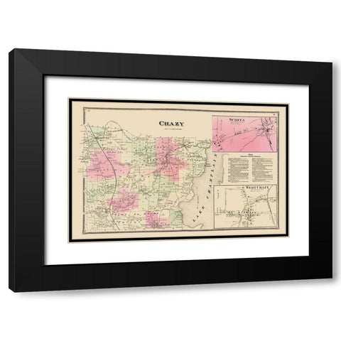 Chazy New York Landowner - Beers 1869 Black Modern Wood Framed Art Print with Double Matting by Beers