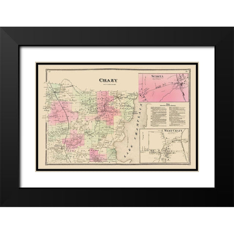 Chazy New York Landowner - Beers 1869 Black Modern Wood Framed Art Print with Double Matting by Beers