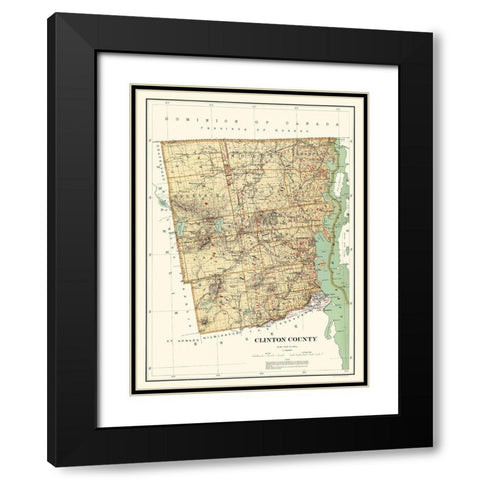 Clinton New York Landowner - Bien 1895 Black Modern Wood Framed Art Print with Double Matting by Bien