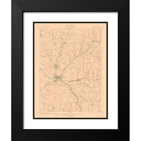 Cortland New York Quad - USGS 1903 Black Modern Wood Framed Art Print with Double Matting by USGS