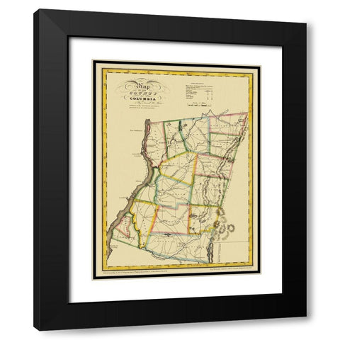 Columbia New York - Burr 1829 Black Modern Wood Framed Art Print with Double Matting by Burr