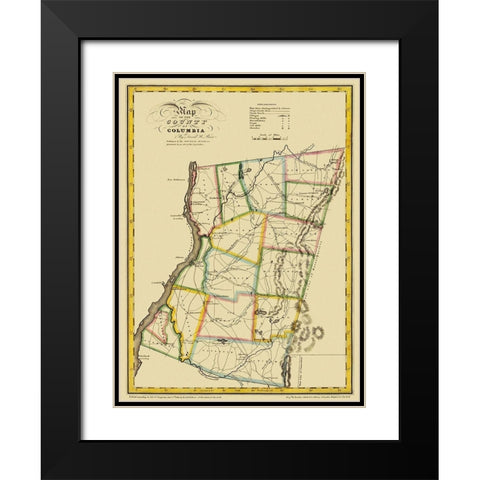 Columbia New York - Burr 1829 Black Modern Wood Framed Art Print with Double Matting by Burr