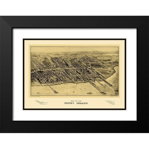 Coney Island New York - Mark 1906 Black Modern Wood Framed Art Print with Double Matting by Mark