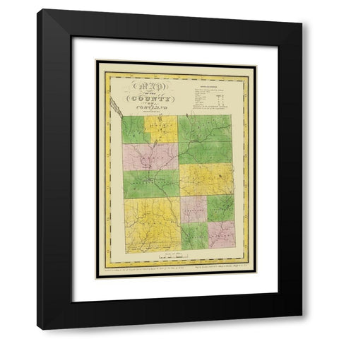 Cortland New York Landowner - Burr 1829 Black Modern Wood Framed Art Print with Double Matting by Burr