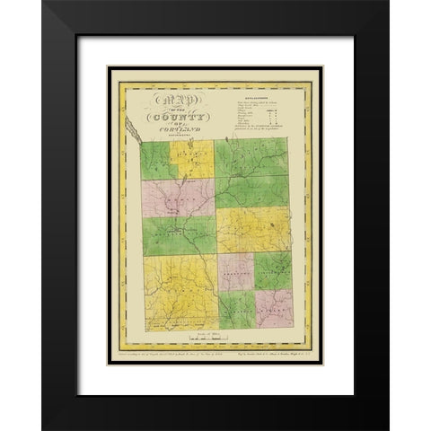 Cortland New York Landowner - Burr 1829 Black Modern Wood Framed Art Print with Double Matting by Burr