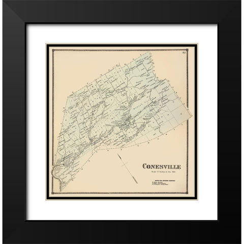 Conesville New York Landowner - Stone 1866 Black Modern Wood Framed Art Print with Double Matting by Stone