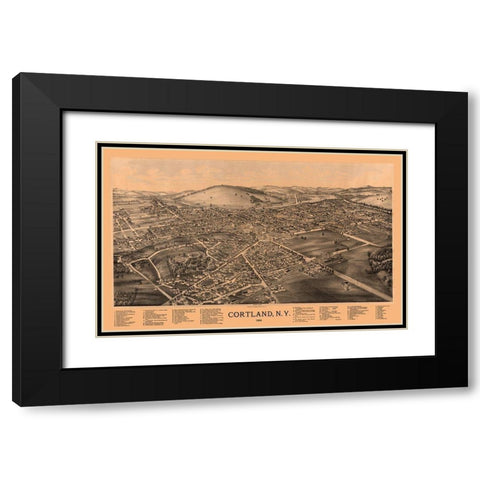 Cortland New York - Burleigh 1894  Black Modern Wood Framed Art Print with Double Matting by Burleigh
