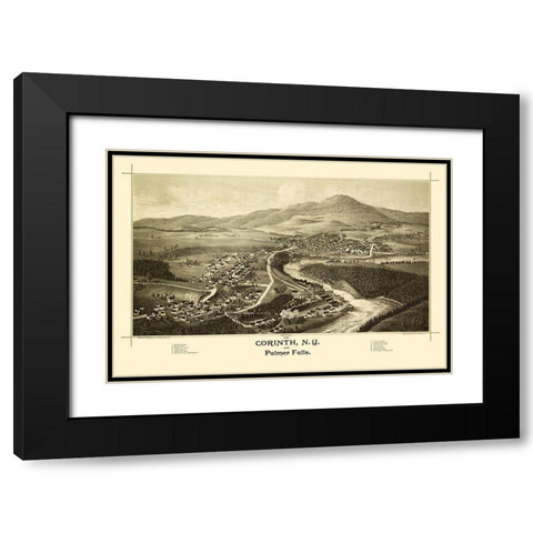 Corinth Palmer Falls New York - Burleigh 1888  Black Modern Wood Framed Art Print with Double Matting by Burleigh