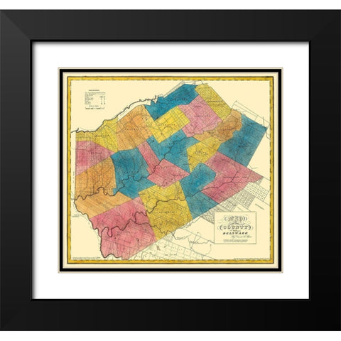 Delaware New York Landowner - Burr 1829 Black Modern Wood Framed Art Print with Double Matting by Burr