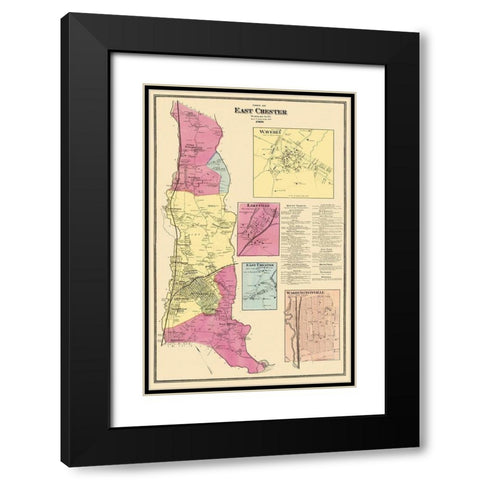 East Chester New York Landowner - Beers 1868 Black Modern Wood Framed Art Print with Double Matting by Beers