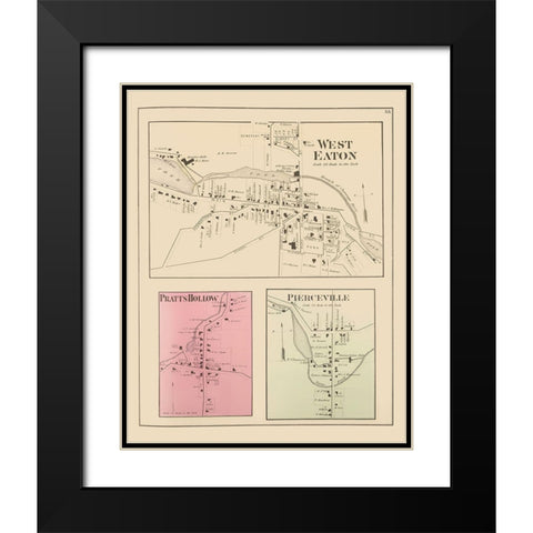 West Eaton New York Landowner - Whitman 1875 Black Modern Wood Framed Art Print with Double Matting by Whitman