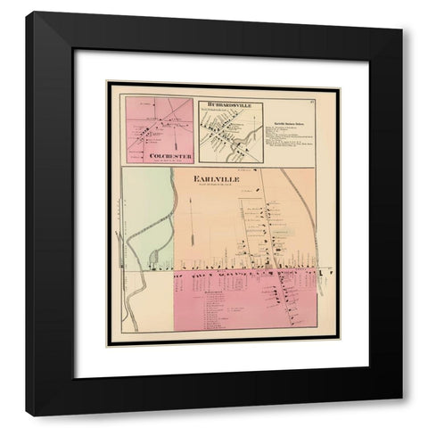 Earlville New York Landowner - Whitman 1875 Black Modern Wood Framed Art Print with Double Matting by Whitman