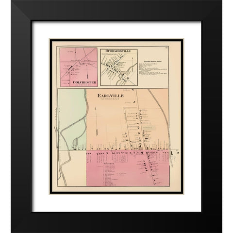 Earlville New York Landowner - Whitman 1875 Black Modern Wood Framed Art Print with Double Matting by Whitman