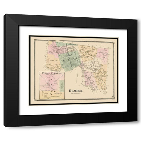 Elmira, Carrs Corner New York Landowner Black Modern Wood Framed Art Print with Double Matting by Beers