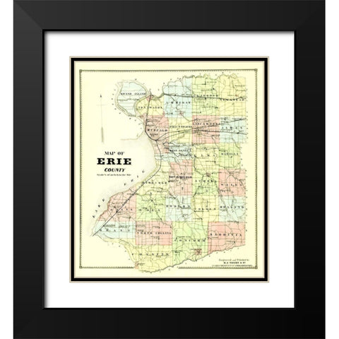Erie New York - Burr 1880 Black Modern Wood Framed Art Print with Double Matting by Burr