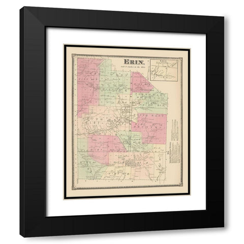 Erin New York Landowner - Beers 1869 Black Modern Wood Framed Art Print with Double Matting by Beers