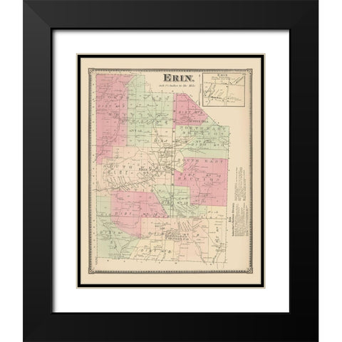 Erin New York Landowner - Beers 1869 Black Modern Wood Framed Art Print with Double Matting by Beers