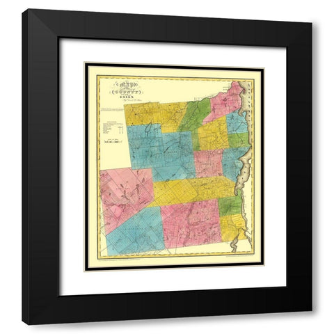 Essex New York Landowner - Burr 1829 Black Modern Wood Framed Art Print with Double Matting by Burr