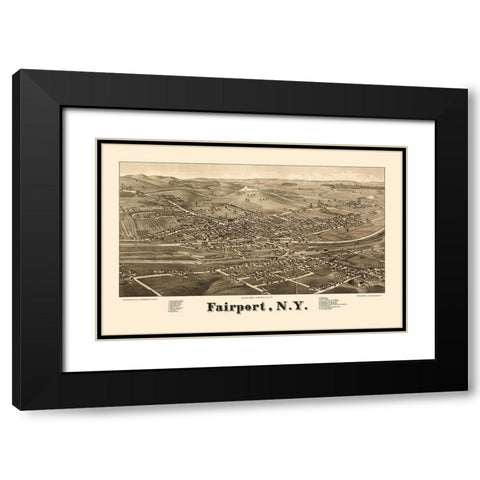 Fairport New York - Burleigh 1885  Black Modern Wood Framed Art Print with Double Matting by Burleigh