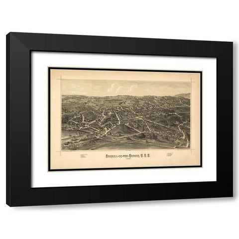 Fishkill New York - Burleigh 1886  Black Modern Wood Framed Art Print with Double Matting by Burleigh