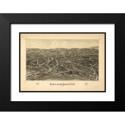Fishkill New York - Burleigh 1886  Black Modern Wood Framed Art Print with Double Matting by Burleigh