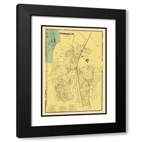 Fordham New York Landowner - Beers 1868 Black Modern Wood Framed Art Print with Double Matting by Beers