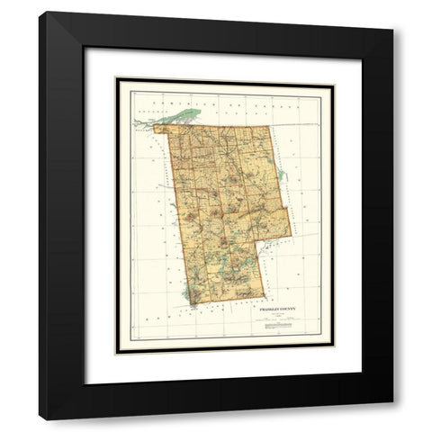 Franklin New York Landowner - Bien 1895 Black Modern Wood Framed Art Print with Double Matting by Bien