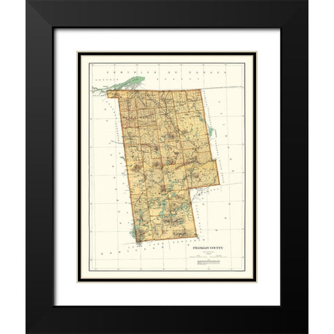 Franklin New York Landowner - Bien 1895 Black Modern Wood Framed Art Print with Double Matting by Bien