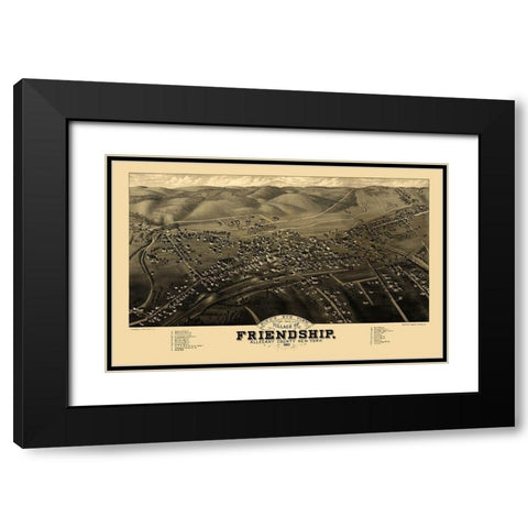 Friendship New York - Stoner 1882  Black Modern Wood Framed Art Print with Double Matting by Stoner