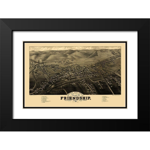 Friendship New York - Stoner 1882  Black Modern Wood Framed Art Print with Double Matting by Stoner
