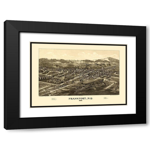 Frankfort New York - Burleigh 1887  Black Modern Wood Framed Art Print with Double Matting by Burleigh