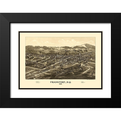 Frankfort New York - Burleigh 1887  Black Modern Wood Framed Art Print with Double Matting by Burleigh