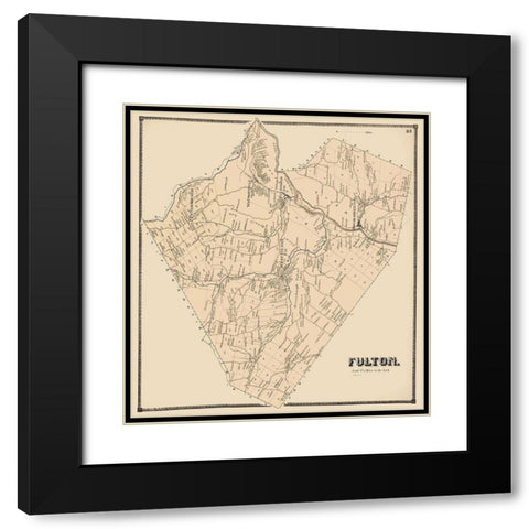 Fulton New York Landowner - Stone 1866 Black Modern Wood Framed Art Print with Double Matting by Stone