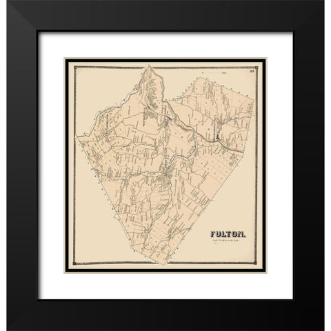 Fulton New York Landowner - Stone 1866 Black Modern Wood Framed Art Print with Double Matting by Stone