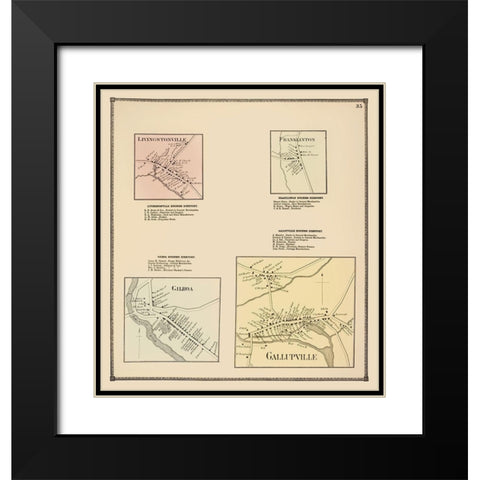 Gallupville New York Landowner - Beers 1866 Black Modern Wood Framed Art Print with Double Matting by Beers