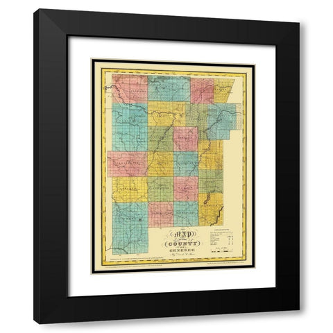 Genesee New York Landowner - Burr 1829 Black Modern Wood Framed Art Print with Double Matting by Burr