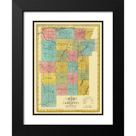 Genesee New York Landowner - Burr 1829 Black Modern Wood Framed Art Print with Double Matting by Burr