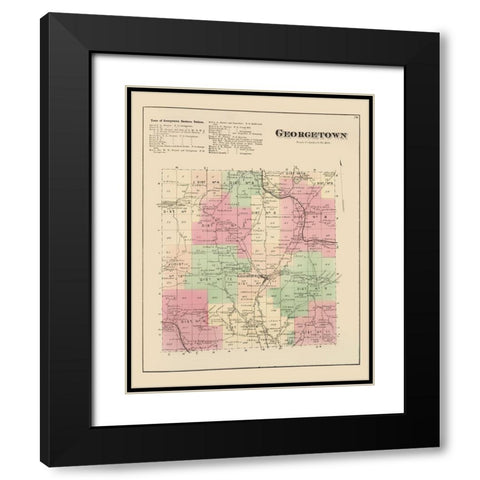 Georgetown New York Landowner - Whitman 1875 Black Modern Wood Framed Art Print with Double Matting by Whitman