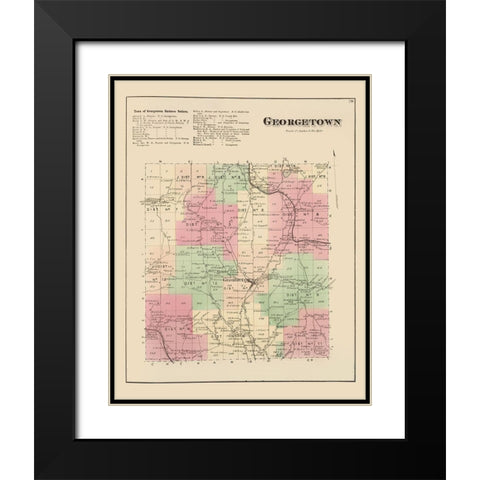 Georgetown New York Landowner - Whitman 1875 Black Modern Wood Framed Art Print with Double Matting by Whitman