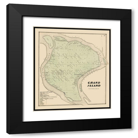 Grand Island New York Landowner - Stone 1866 Black Modern Wood Framed Art Print with Double Matting by Stone