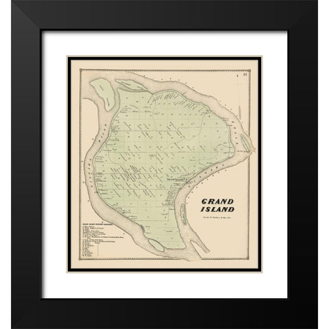 Grand Island New York Landowner - Stone 1866 Black Modern Wood Framed Art Print with Double Matting by Stone