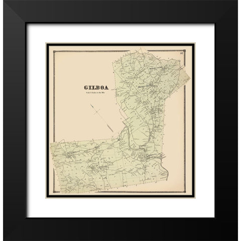 Gilboa New York Landowner - Stone 1866 Black Modern Wood Framed Art Print with Double Matting by Stone